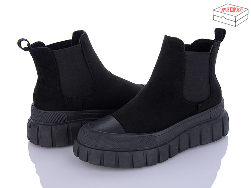 Qq Shoes BK50 black (деми) ботинки женские